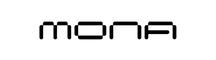 Black 'mona' logo on a white background